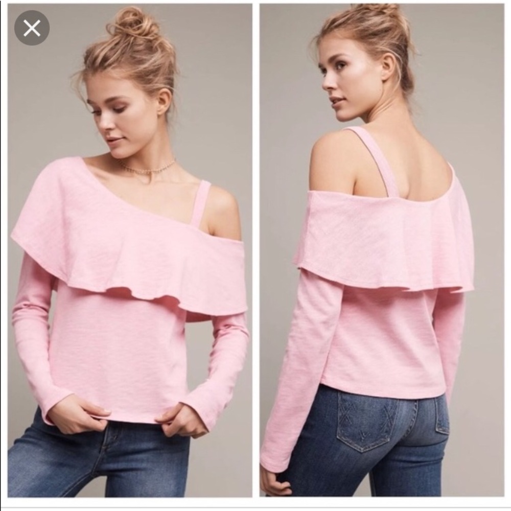 NWT Anthropologie Pink One-Shoulder Top Sz.S